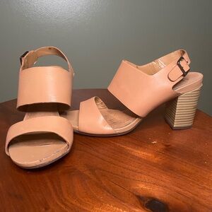 Clarks Nude Block Heel Sandals